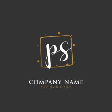 Kimlik ve logo için el yazısı P S PS. El yazısı ve imza tarzıyla vektör logo şablonu.