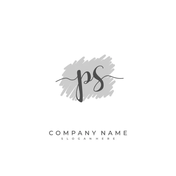 手書きの頭文字P SアイデンティティとロゴのためのPs 手書きと署名スタイルのベクトルロゴテンプレート — ストックベクタ