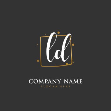 Kimlik ve logo için el yazısı L D LD. El yazısı ve imza tarzıyla vektör logo şablonu.