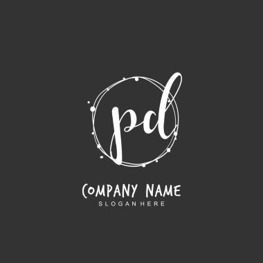 Kimlik ve logo için polis departmanına el yazısıyla yazılmış ilk mektup. El yazısı ve imza tarzıyla vektör logo şablonu.