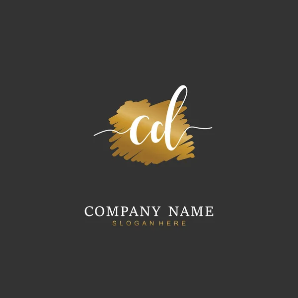 手写首字母C Cd用于标识和标识 具有笔迹和签名风格的矢量标识模板 — 图库矢量图片