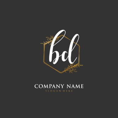 Kimlik ve logo için el yazısı B D BD. El yazısı ve imza tarzıyla vektör logo şablonu.