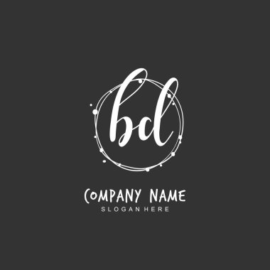 Kimlik ve logo için el yazısı B D BD. El yazısı ve imza tarzıyla vektör logo şablonu.