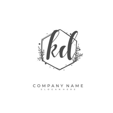 Kimlik ve logo için ilk harf K D KD. El yazısı ve imza tarzıyla vektör logo şablonu.