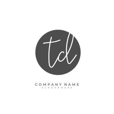 Kimlik ve logo için el yazısıyla yazılmış ilk harf TD. El yazısı ve imza tarzıyla vektör logo şablonu.