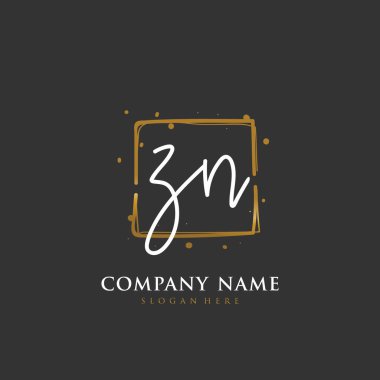 Kimlik ve logo için Z N ZN baş harfleri. El yazısı ve imza tarzıyla vektör logo şablonu.