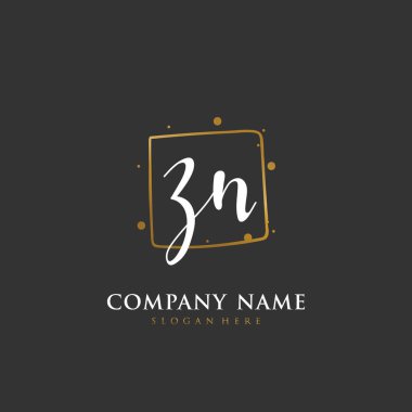 Kimlik ve logo için Z N ZN baş harfleri. El yazısı ve imza tarzıyla vektör logo şablonu.
