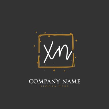 Kimlik ve logo için el yazısıyla X N XN harfi. El yazısı ve imza tarzıyla vektör logo şablonu.
