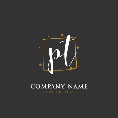 Kimlik ve logo için el yazısı P T PT. El yazısı ve imza tarzıyla vektör logo şablonu.
