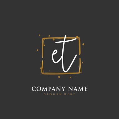 Kimlik ve logo için elle yazılmış ilk harf E.T. El yazısı ve imza tarzıyla vektör logo şablonu.