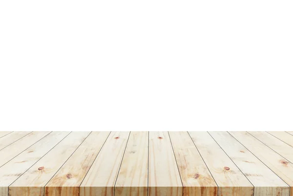 Beyaz arka planda görüntüleme ürün için kullanılan ahşap masa