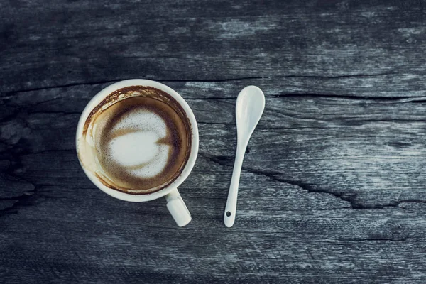 Heißer Kaffee Auf Holztisch — Stockfoto