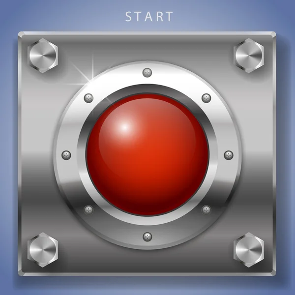 Röda start knappen tändning — Stock vektor