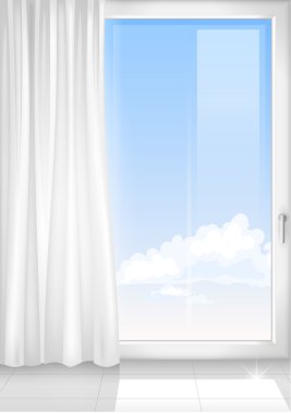 Ayrıntılı bir pencere beyaz Oda