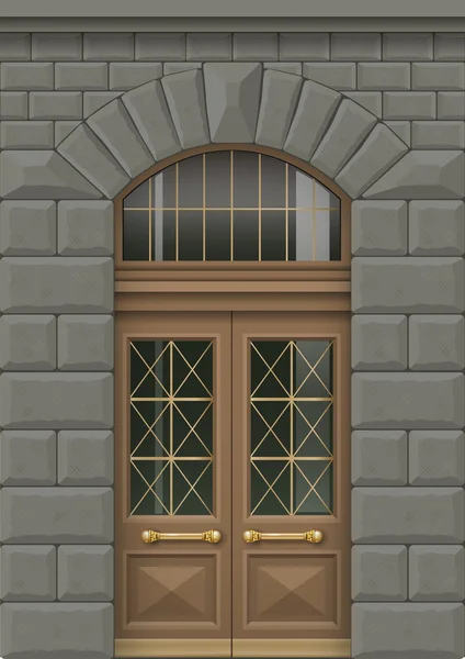 Fachada con puerta de entrada — Vector de stock