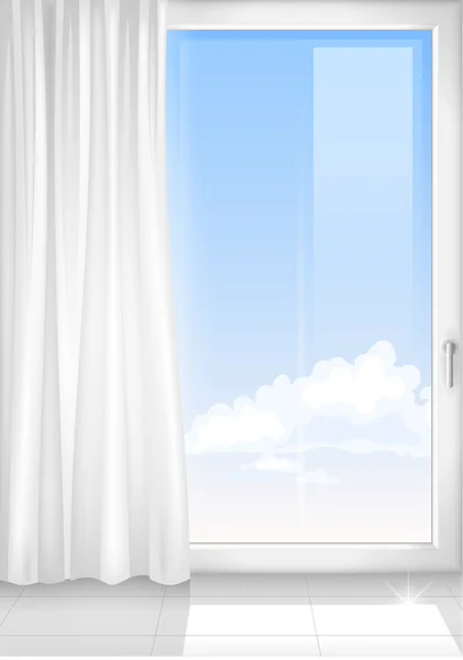 Detalle de una ventana habitación blanca — Vector de stock