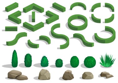 Set of bushes and trees clipart