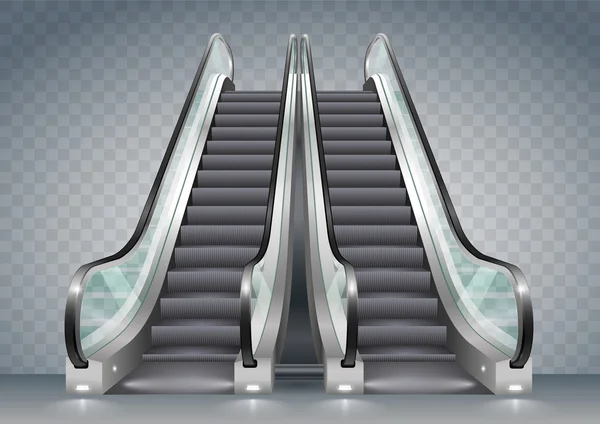 Escalera mecánica con vidrio transparente — Vector de stock