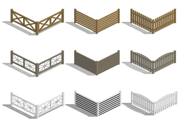 Set fence sections — Stock Vector