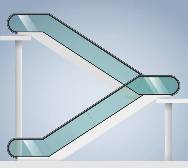 Escalera mecánica con vidrio transparente — Vector de stock