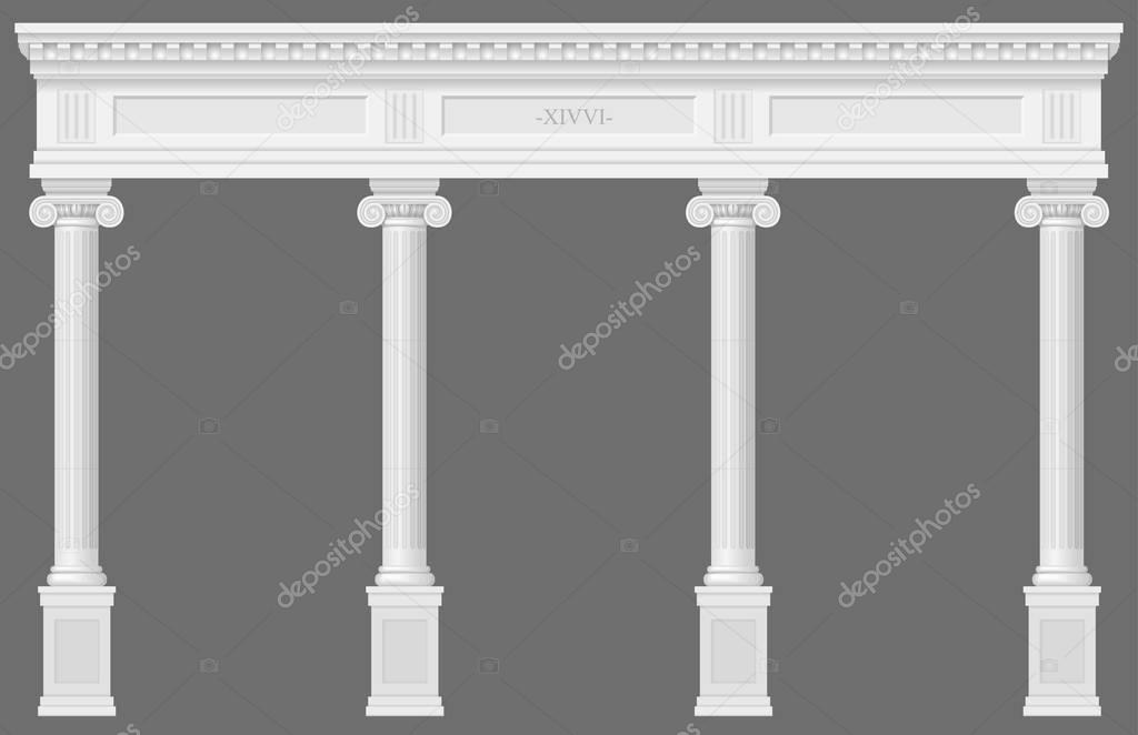 Antique white colonnade