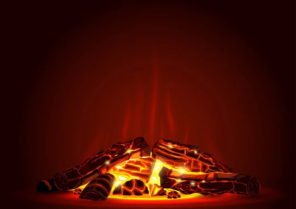 Fuego ardiente por la noche — Vector de stock