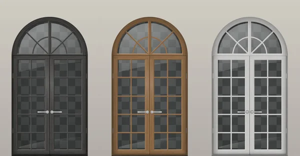 Puertas arqueadas de madera — Vector de stock