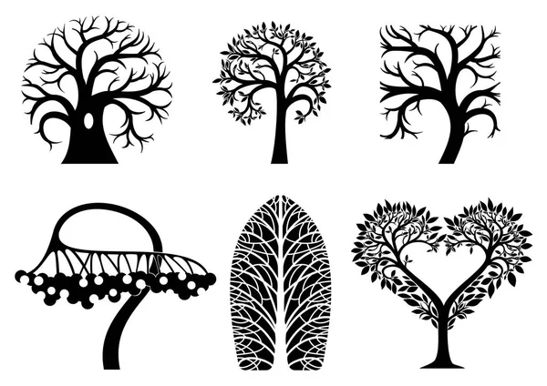 Conjunto de símbolos de árvore de arte — Vetor de Stock