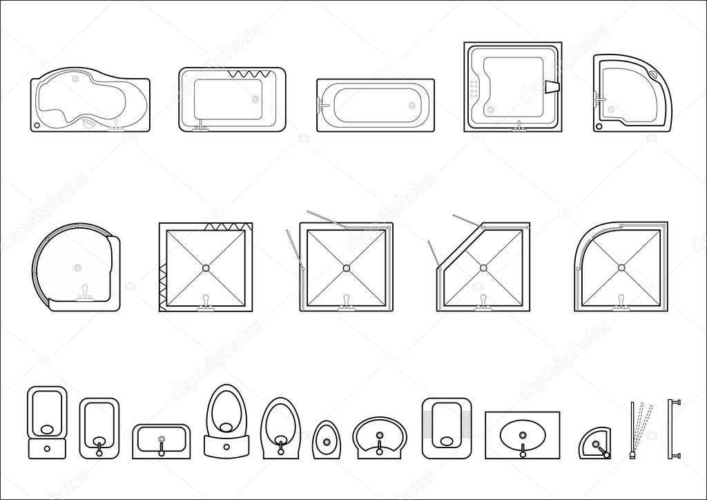 Set of icons for architectural plans