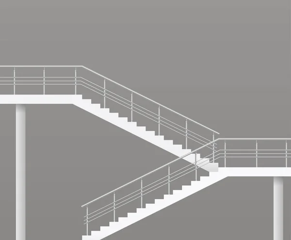 Escalier moderne avec balustrades métalliques — Image vectorielle