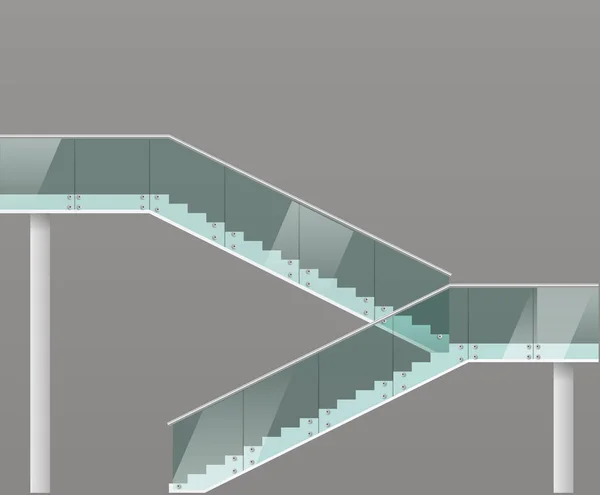 Escalera moderna con barandillas de vidrio — Vector de stock