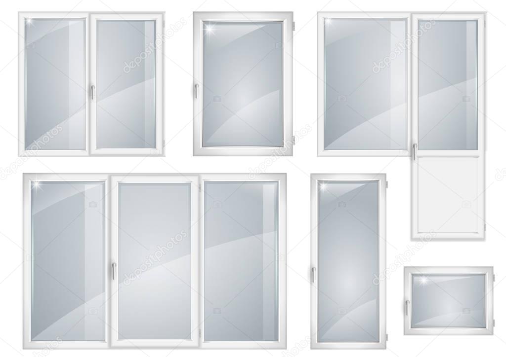 Set of white plastic windows