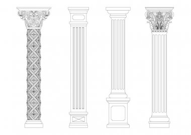 Contouring coloring of classical columns clipart