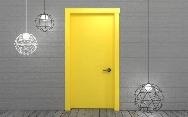 Фон с ярко-желтой дверью — стоковое фото