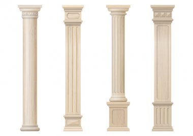 Set of vector classic wood columns clipart