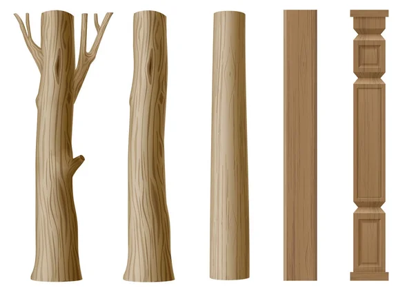 Набор деревянных столбов — стоковый вектор
