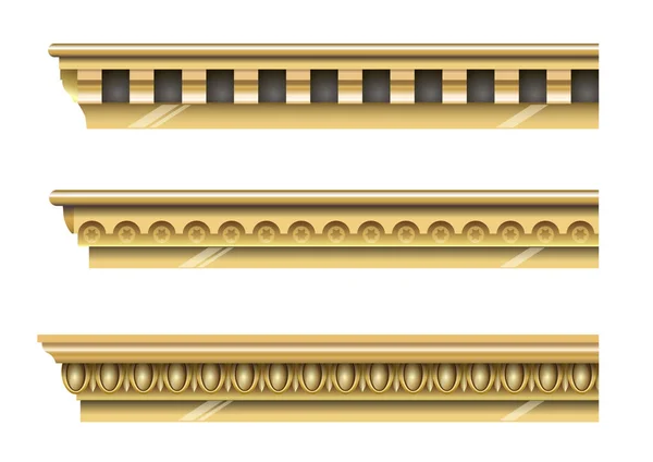 Conjunto de cornisas clásicas de oro — Vector de stock