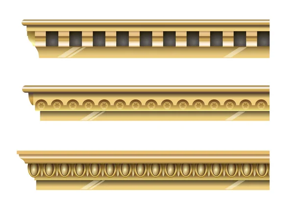 Set of classical gold cornices — Stock Illustration Set of classical gold cornices Royalty Free Stock Illustrations
