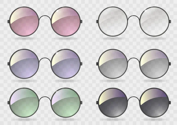 Set round glasses with different glass — Stock Vector