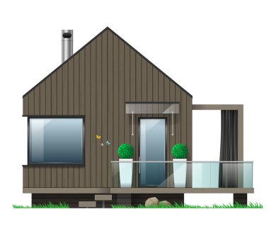 Cephe teraslı modern bir evin