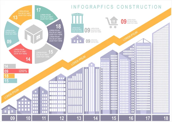 Elemente der Bau-Infografik setzen — Stockvektor