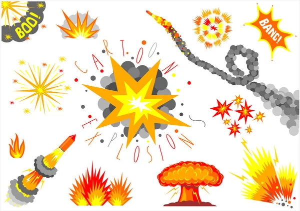 Set cartoon explosions — Stock Vector