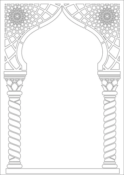 Contouring coloring of Arabic style arch — Stock Vector