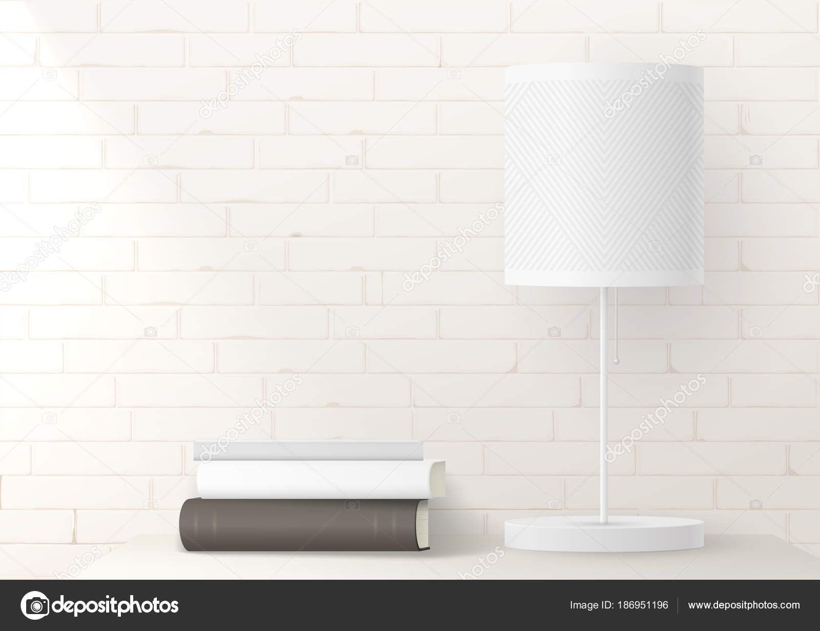Mockup With Bright Floor Lamp On Brick Wall Stock Vector Mockup With Bright Floor Lamp On Brick Wall Stock Vector