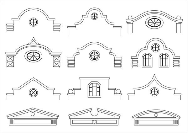 古典立面剪影集 — 图库矢量图片