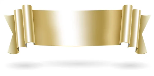 黄金の装飾的なスクロール バナー — ストックベクタ
