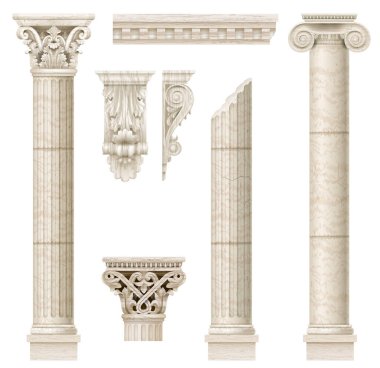 Set of old classical columns clipart