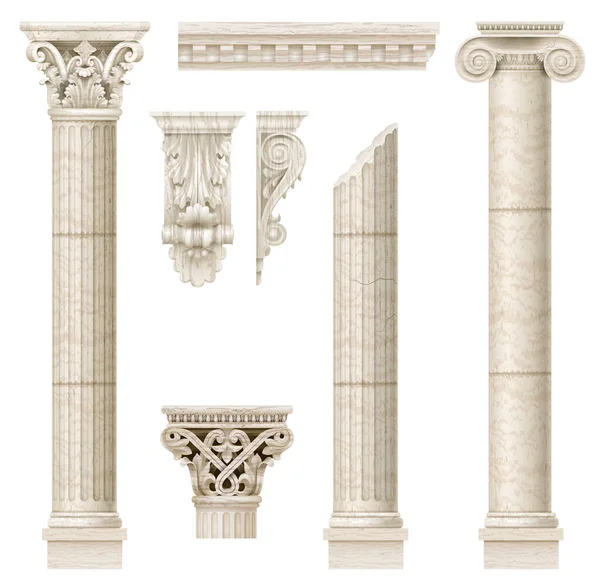 Ensemble de vieilles colonnes classiques — Image vectorielle