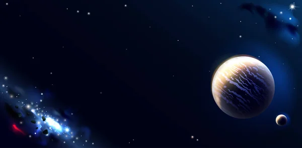 Tapete mit Weltraumplaneten und Galaxien — Stockvektor