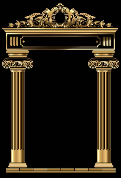Класична антикварна золота старовинна розкішна аркова рамка — стоковий вектор